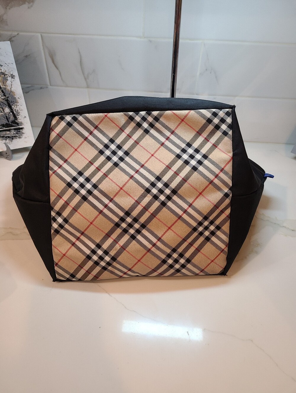 Burberry Blue Label Nova Check Nylon Tote With Leather Handles - Picture 10 of 13